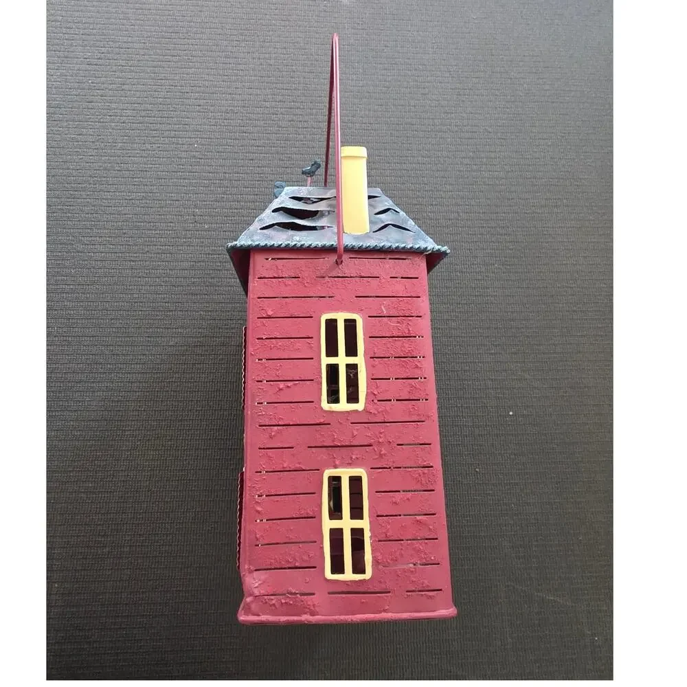 Metal House Tea LIght with Articulating Weathervane on Top Cottagecore Novelty